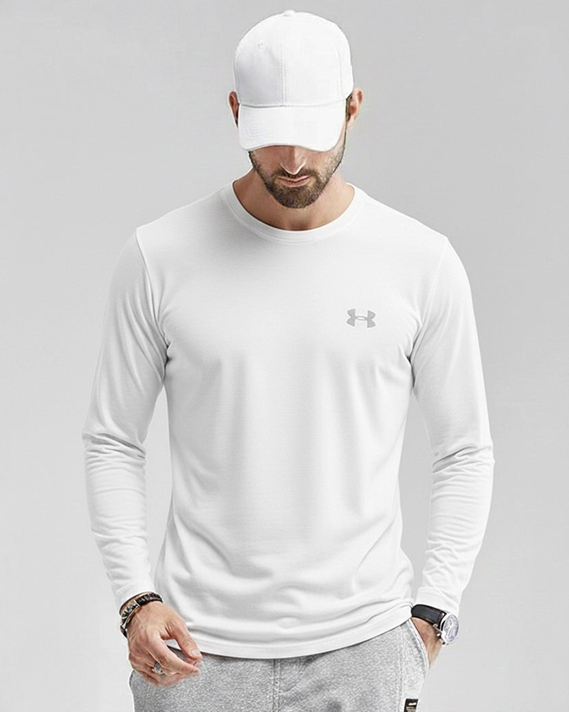 White Athletic Long Sleeve T-Shirt