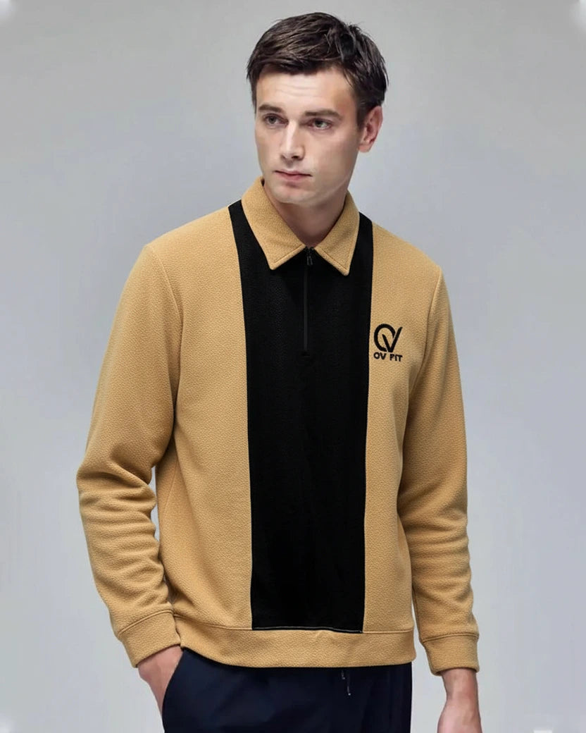 Men’s Two-Tone Quarter-Zip Pullover