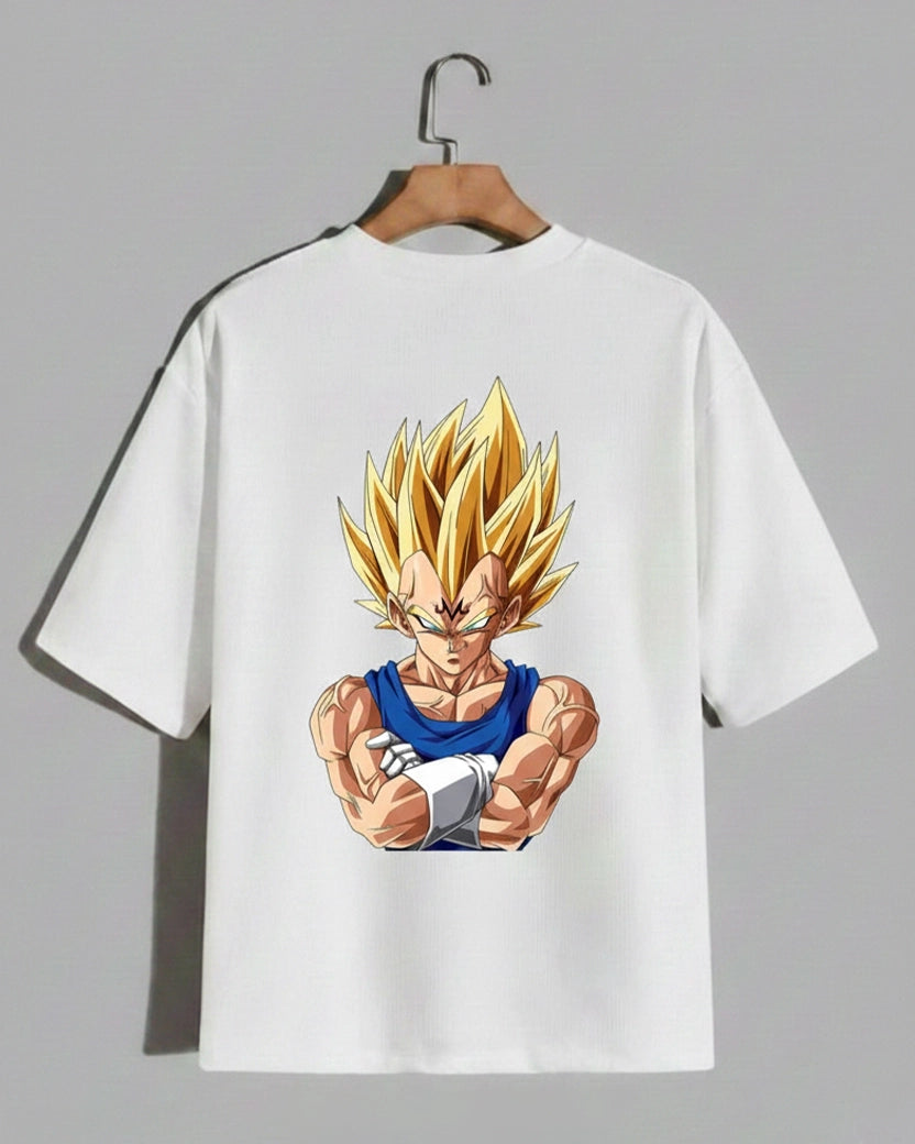 Men’s Dragon Ball Z Vegeta Super Saiyan Anime Printed White T-Shirt