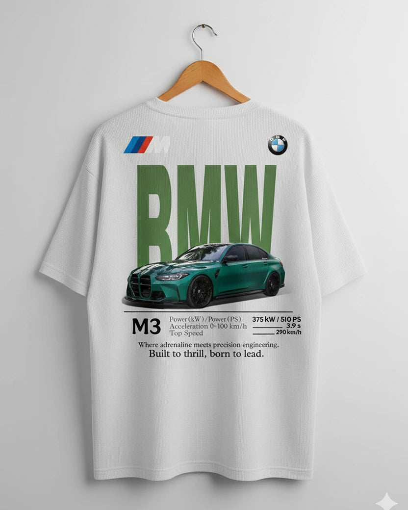 BMW M3 Performance Edition Graphic Printed White T-Shirt