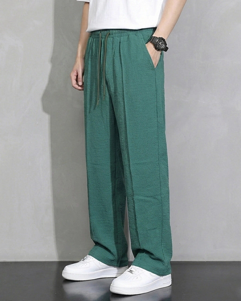 Men Green Casual Loose Fit Comfortable Trousers