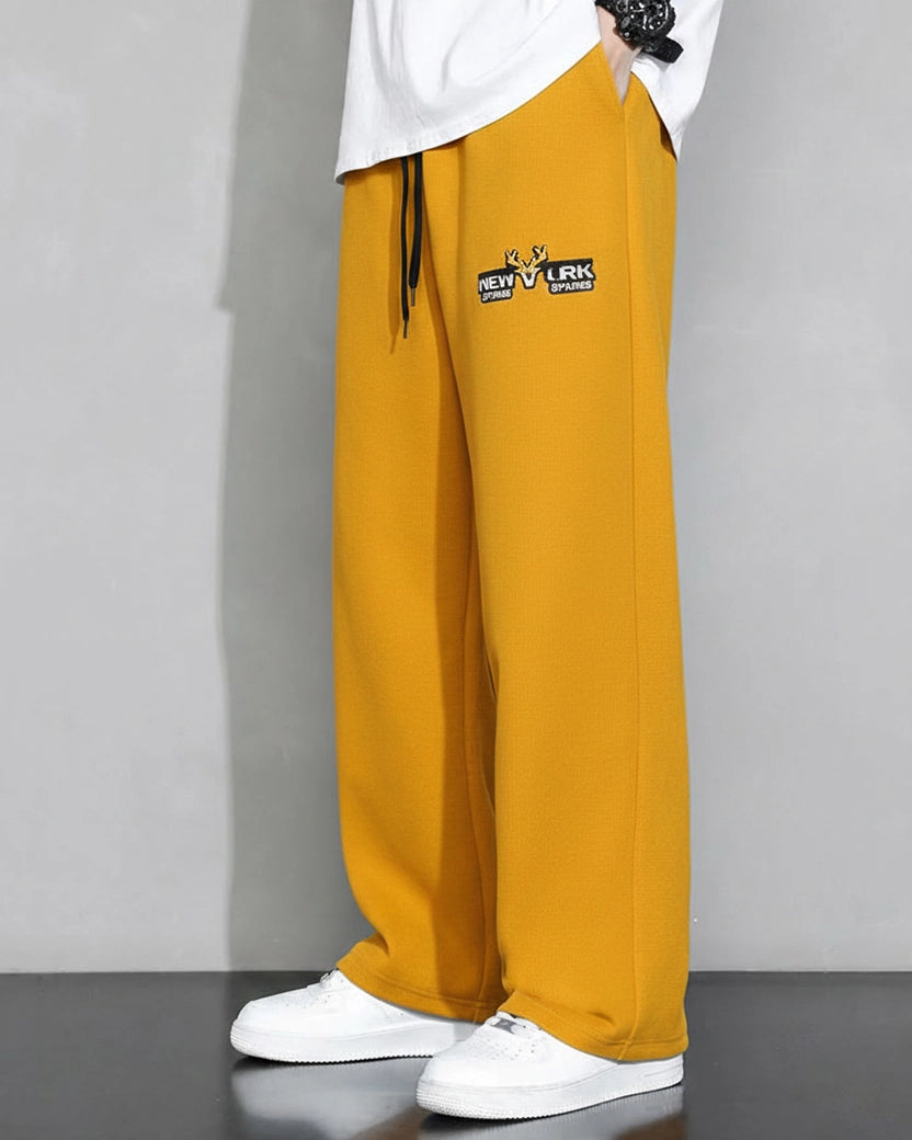 Men Mustard Yellow Casual Loose Fit Drawstring Pants