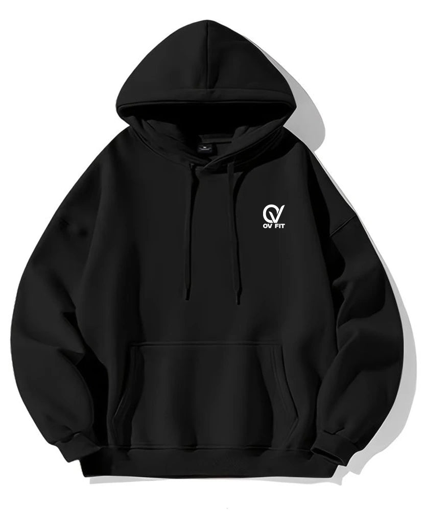 OV FIT Premium Black Hoodie – Unisex Casual Wear